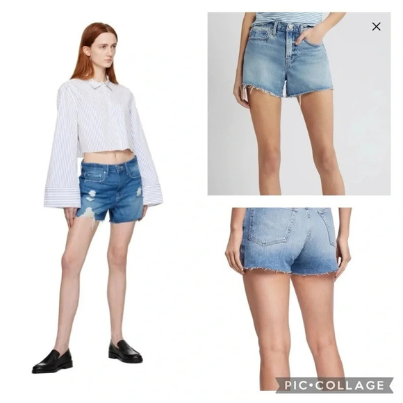 Frame Le Bridgette High Rise Cutoff Denim Stretch - Picture 1 of 12